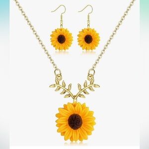 Sunflower Dangle Drop Earrings Sunflower Necklace for Women